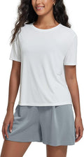 ODODOS Modal Soft Short Sleeve Shirts for Women Crew Neck Yoga Tee Casual Workout Tops