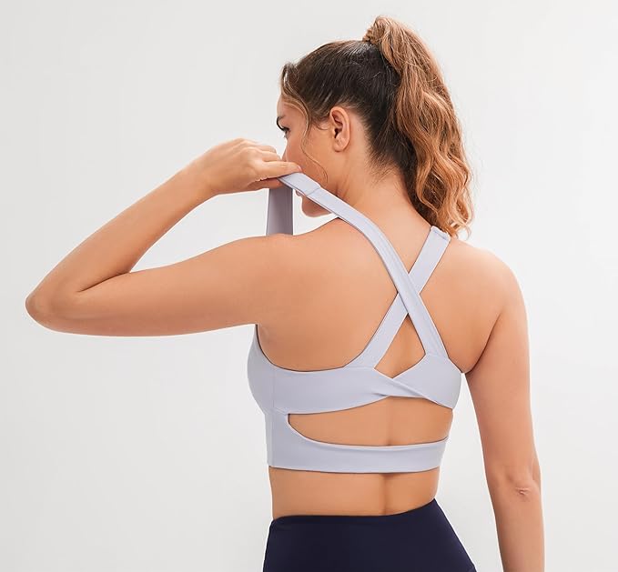 Sports Bras for Women Criss-Cross Back Padded Workout Tank Tops Medium Support Crop Tops for Women
