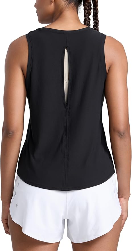 CRZ YOGA Cloudweight Open Back Workout Tops for Women Lightweight High Neck Athletic Gym Tank Soft Running Sleeveless Shirts