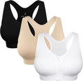 Women's Zip Front Sports Bra Wireless Post-Surgery Bra Active Yoga Sports Bras