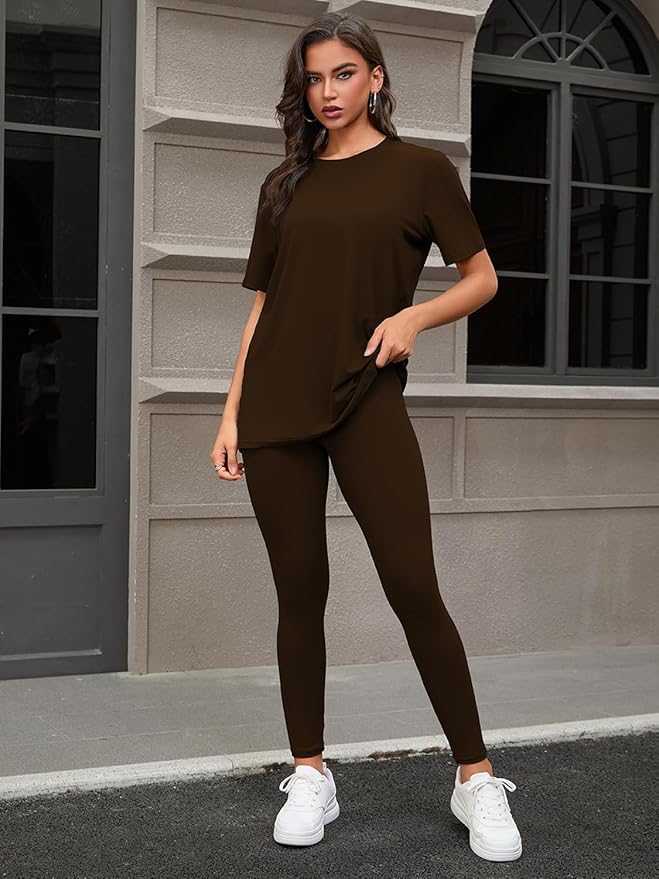 ZFLM casual sportswear 3-piece set high waist tight pants yoga pants short sleeved round neck yoga set