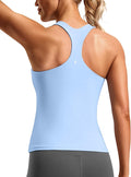 Soothfeel Womens Workout Tank Tops with Built in Bra Racerback Athletic Yoga Top High Neck Sports Gym Sleeveless Shirts