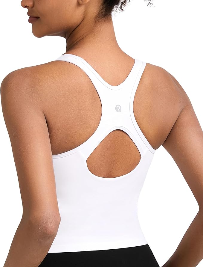 RUNNING GIRL Workout Tank Tops with Built in Bras for Women,Compression Shirt Strappy Back Athletic Yoga Tops