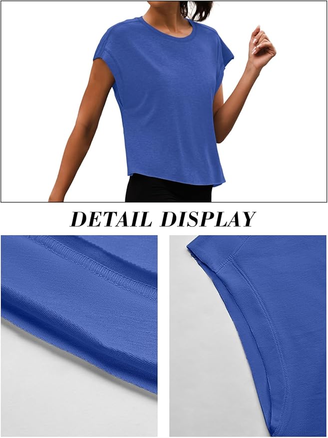 Women Open Back Workout Shirts Short Sleeve Tops Casual Yoga Y2k Athletic Gym Running Crop Tees