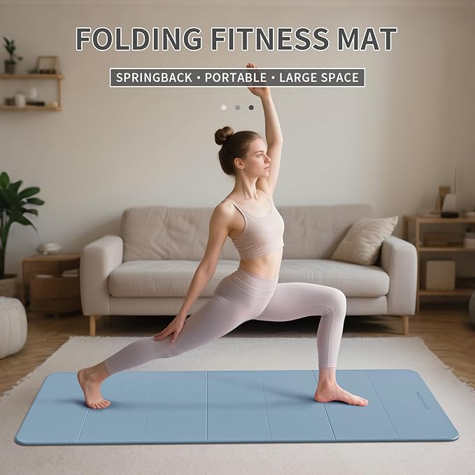 7-Fold Yoga Mat 70"x24" - 1/2 Inch Thick Folding Exercise Mat, Compact Non-Slip TPE Mat for Travel, Storage, Yoga & Home Gym, Lightweight & Portable