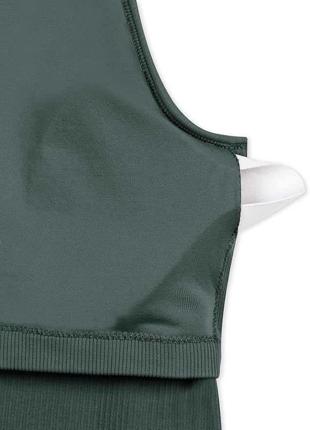LASLULU Womens Sports Bra Seamless Long Crop Tank Racer Back Spaghetti Strap Workout Yoga Bra Padded Halter Neck Casual Tops