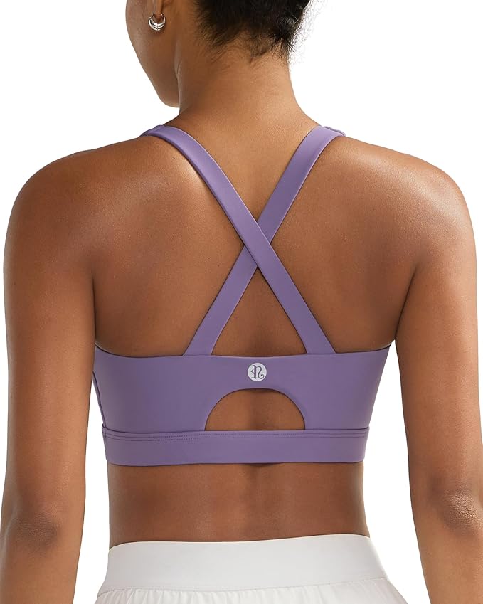 RUNNING GIRL Sports Bra for Women High Support,Molded Cup Strappy Running Sports Bras with Sewn in Pads
