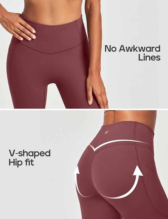 Heathyoga Compression Leggings for Women Tummy Control No Front Seam Leggings with Pockets for Women Workout Yoga Pants