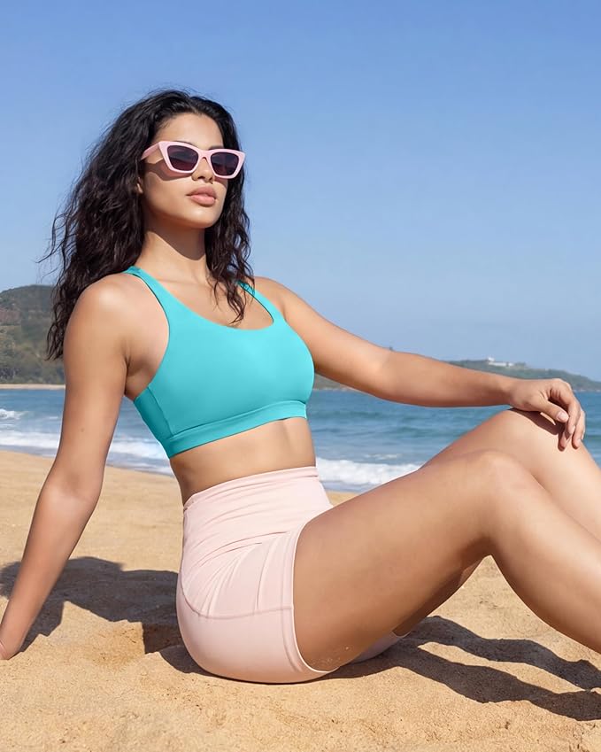 RUNNING GIRL Sports Bras for Women,Padded Sports Bra Tank Top Sexy Crisscross Back High Impact Longline Workout Yoga Bra