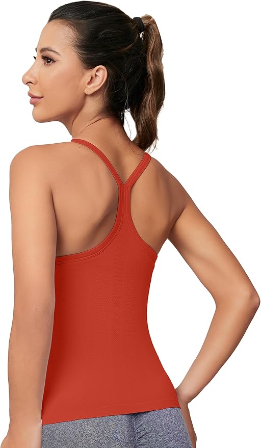 MathCat Workout Tank Tops for Women with Built in Bra, Sleeveless Gym Tops Seamless Racerback Athletic Yoga Shirts