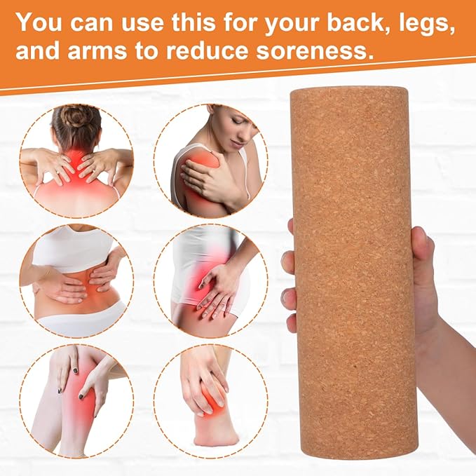 Yoga Blocks Cork Roller Fitness Yoga Roller Exercise Physical Exercise Deep Tissue Muscle Massage Portable Yoga Cylinder Back Bend Training for Legs Back Muscles