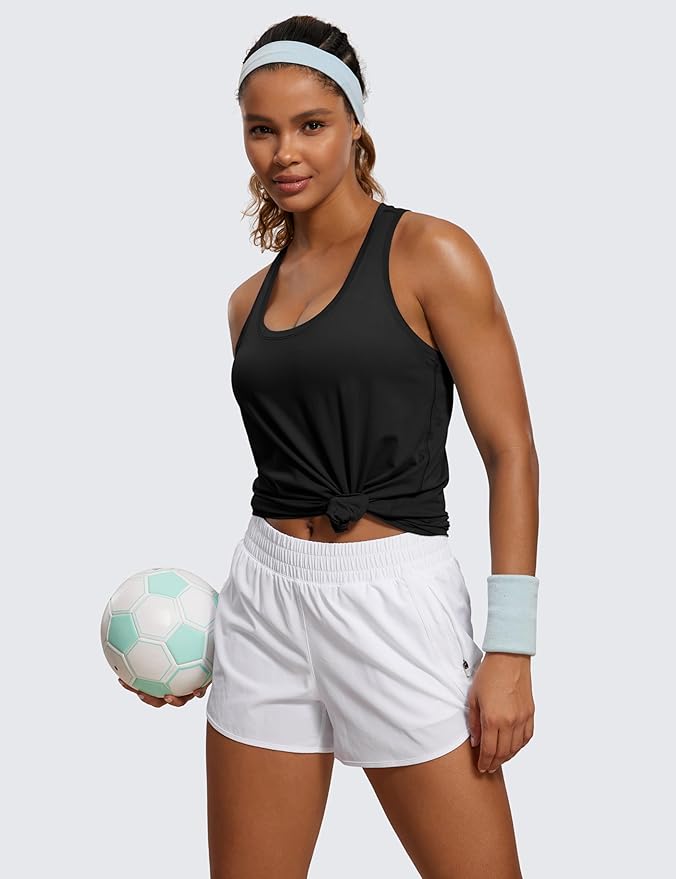 CRZ YOGA Pima Cotton Racerback Tank Tops for Women - Workout Athletic Casual Soft Scoop Neck Sleeveless Shirts