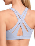 Yvette Sports Bra High Impact Adjustable Criss Cross Back, Full Support for Large Bust No Bounce