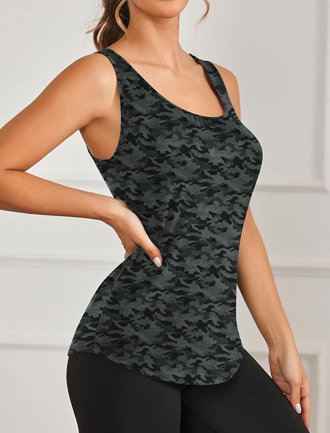 PINSPARK Workout Tops for Women Racerback Tank Tops Sleeveless Athletic Running Shirts Lightweight Yoga Gym Tank,2 Pack S-3XL