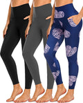 NEW YOUNG 3 Pack Leggings with Pockets for Women,High Waisted Tummy Control Workout Yoga Pants