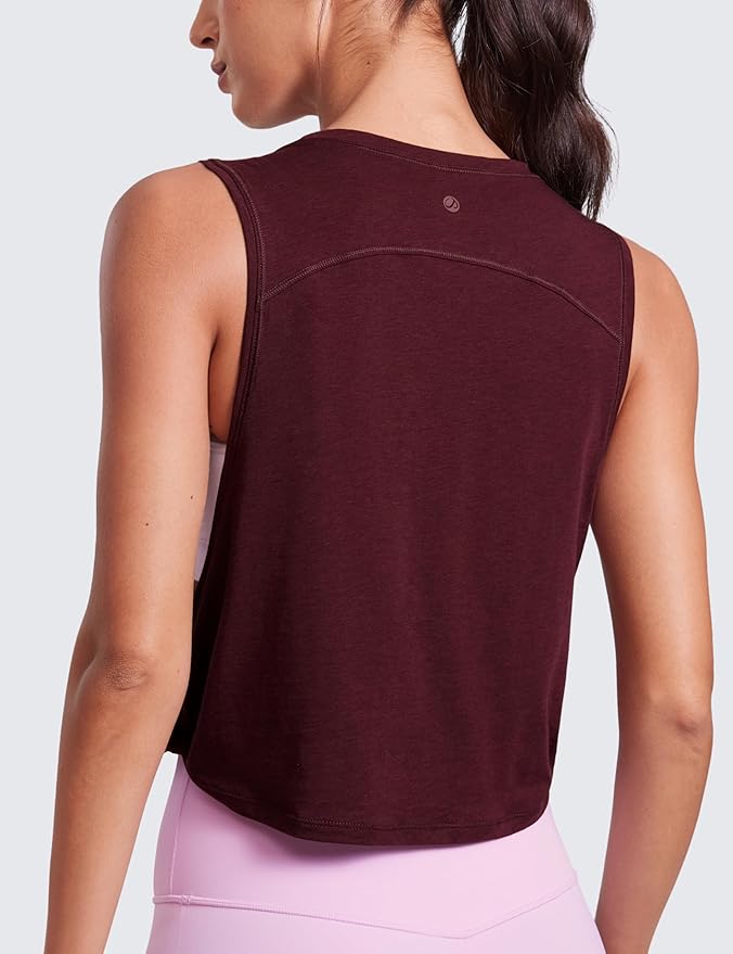 CRZ YOGA Pima Cotton Large Armhole Tank Tops for Women - Workout Sport Athletic Yoga Running Gym Loose Crop Sleeveless Shirts