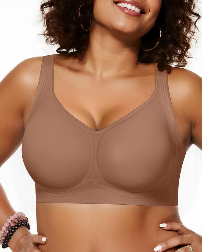 OEAK Womens Wireless Jelly Bra Plus Size Supportive Seamless Bras Full Coverage Push Up Comfortable No Underwire Tshirt Bras