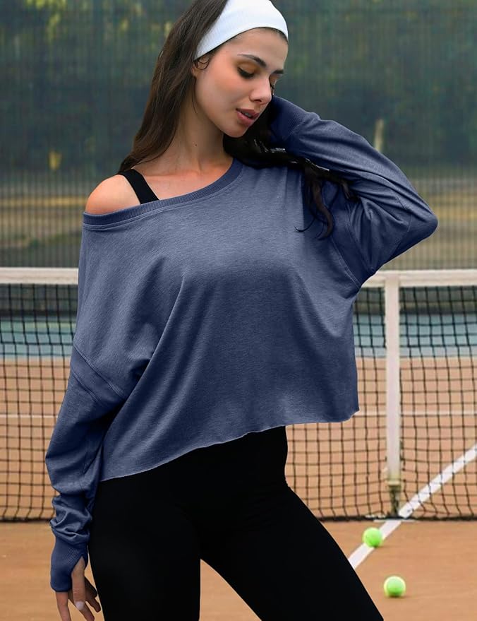 UNIANKIYA Open Back Workout Tops for Women Long Sleeve Cropped Athletic Clothes Gym Running Yoga Low Impact Sports T Shirts