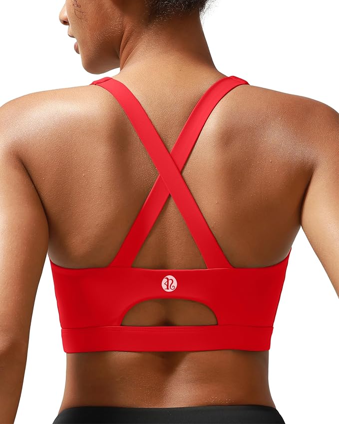 RUNNING GIRL Sports Bra for Women High Support,Molded Cup Strappy Running Sports Bras with Sewn in Pads