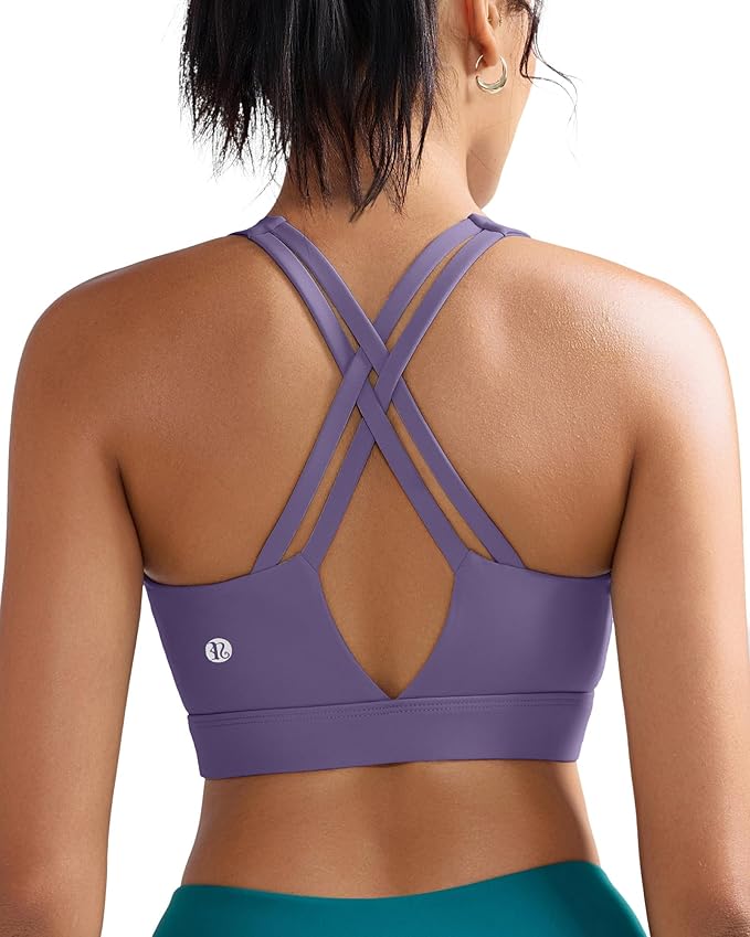 RUNNING GIRL Sports Bra for Women High Support, Molded Cup High Impact Sports Bras with Sewn in Pads Strappy Running Bra