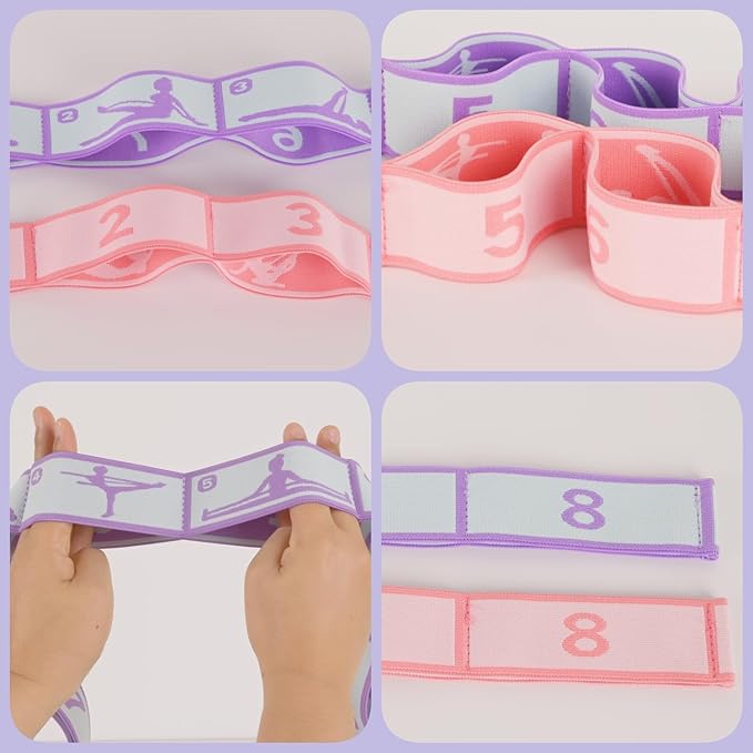 Elastic Yoga Stretching Strap with Loops, CEILIWEN Stretch Straps for Physical Therapy, Pilates Stretch Band, Elastic Exercise Bands, Leg Stretching Strap, Stretch Resistance Bands for Exercise