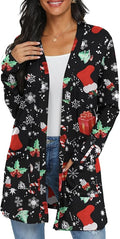 Womens Casual Lightweight with Pocketes Long Sleeve Open Front Cardigan