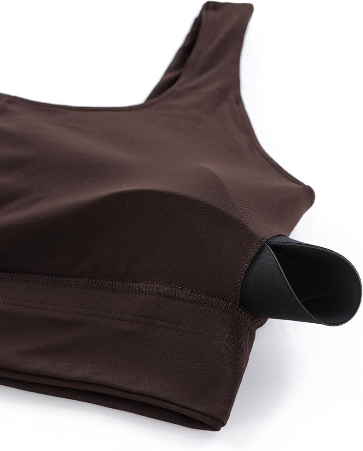 CRZ YOGA Butterluxe U Back Longline Sports Bras for Women - Scoop Neck Padded Yoga Workout Crop Top with Built in Pads