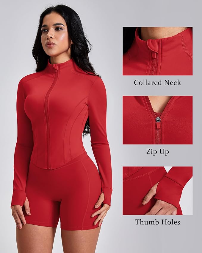 GYM RAINBOW Workout Jackets for Woman Lightweight Athletic Full Zip Running Jacket BBL Cropped Jackets Slim With Thumb Holes