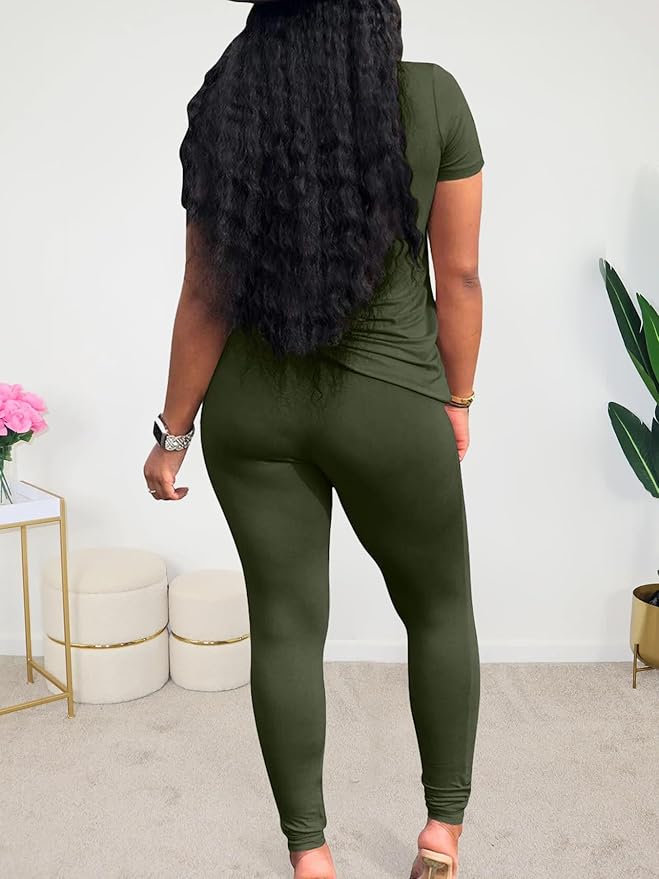 Lounge Sets for Women 2 Piece Summer Casual Jogger Workout Outfits Short Tops Long Pant Sweat suit leggings set