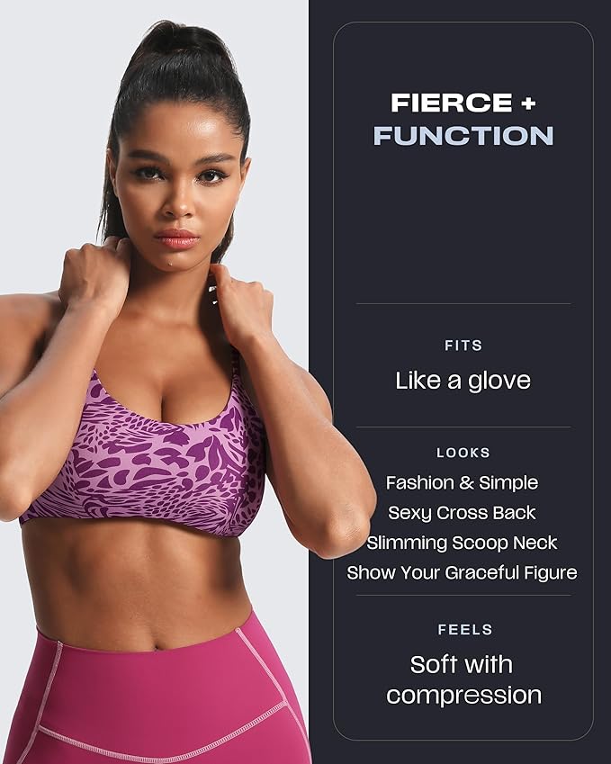Aoxjox Women's Workout Sports Bras Fitness Trinity Ivy Low Impact Bra Yoga Crop Tank