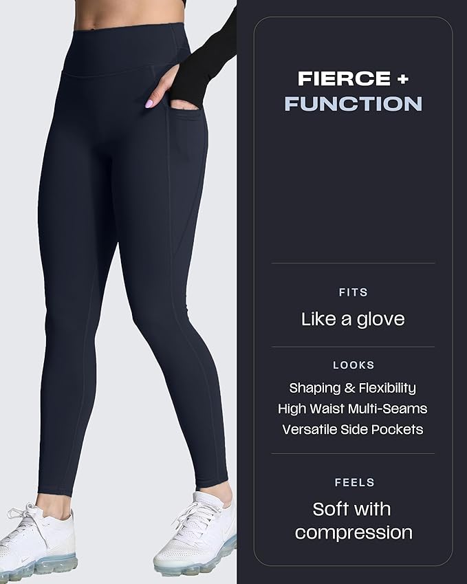 Aoxjox Women's Trinity High Waisted Yoga Pants with Pockets Cross-Waist Tummy Control Buttery Soft Workout Leggings 26"