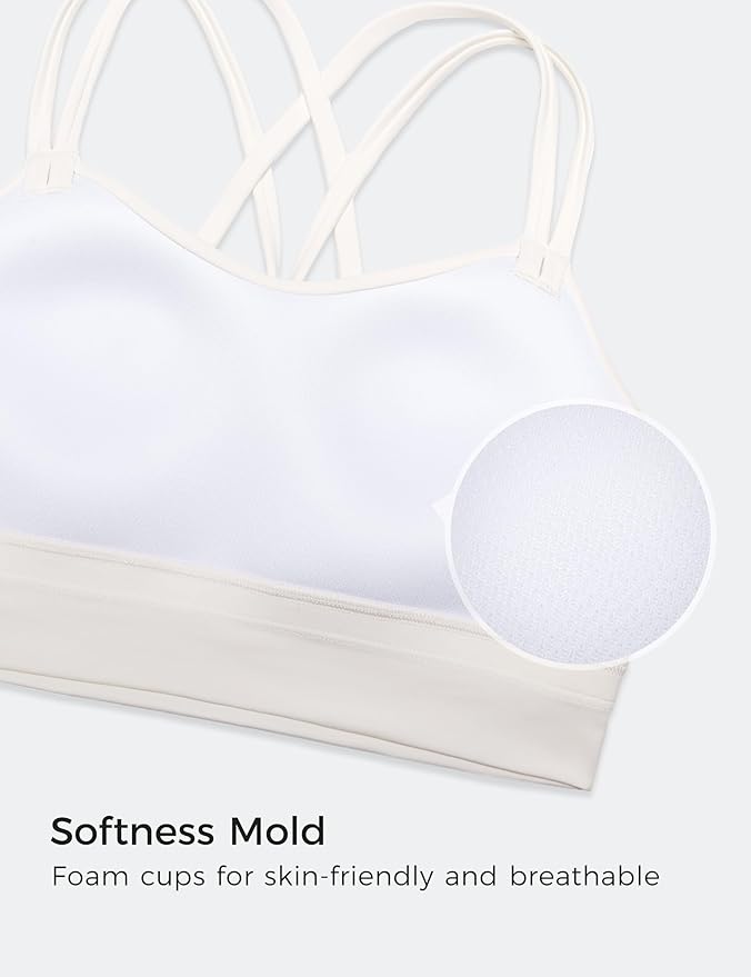 CRZ YOGA Softness Mold Butterluxe Strappy Longline Sports Bras for Women - Double Spaghetti Strap Workout Yoga Crop Top