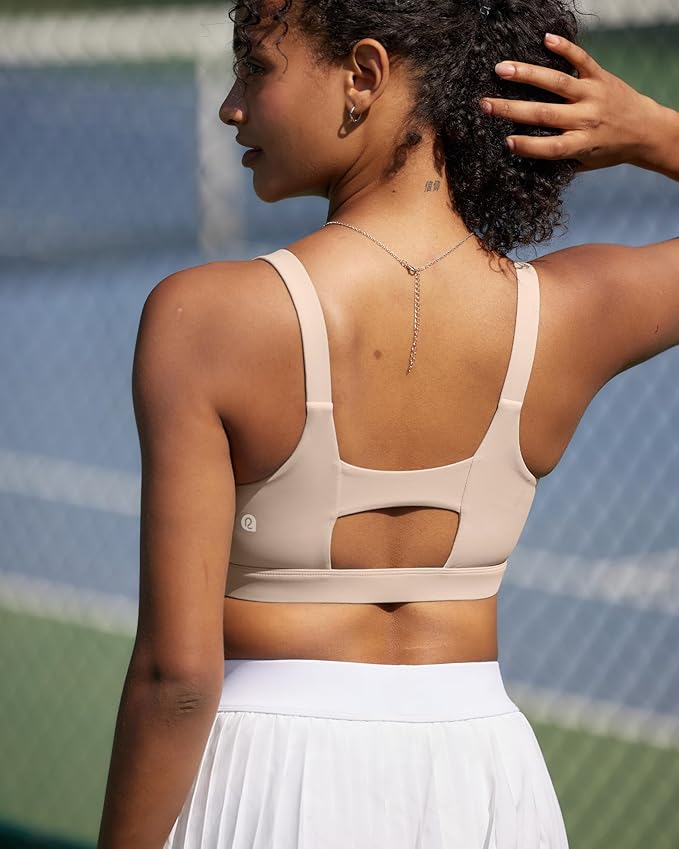 RUNNING GIRL Sports Bra for Women High Support, Molded Cup High Impact Sports Bras with Sewn in Pads