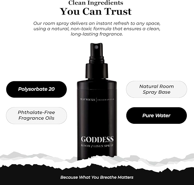 Fragrances - (Goddess) Linen & Room Spray (8oz) – Bedroom & Home Fragrance Mist, Long-Lasting Freshness To Brighten Up Your Space, Fabric & Air Freshener, Aromatherapy Scent Spray