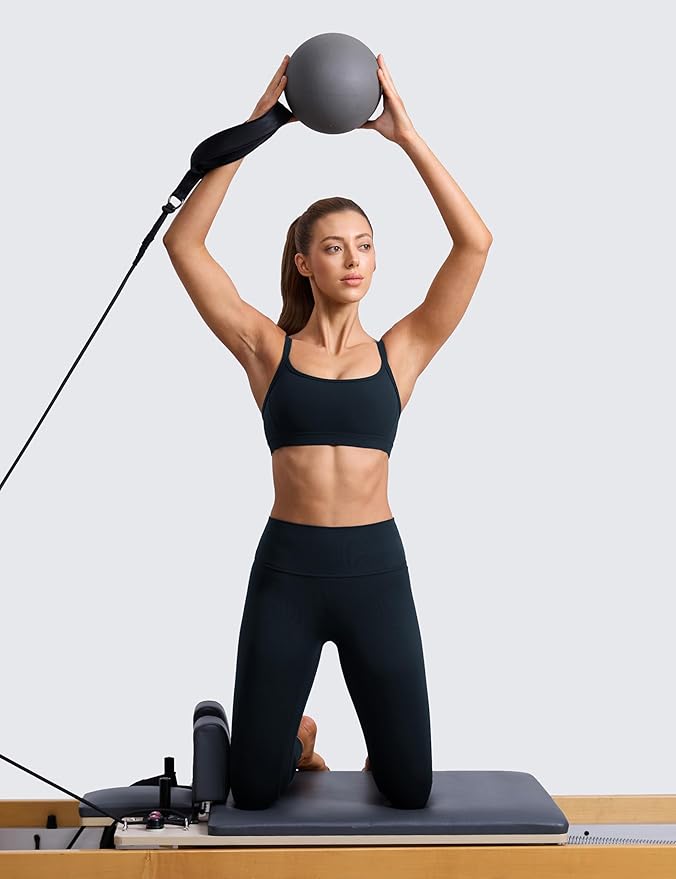CRZ YOGA Butterlift Double Lined Scoop Neck Sports Bras for Women - Spaghetti Straps U Back Yoga Top Non Padded