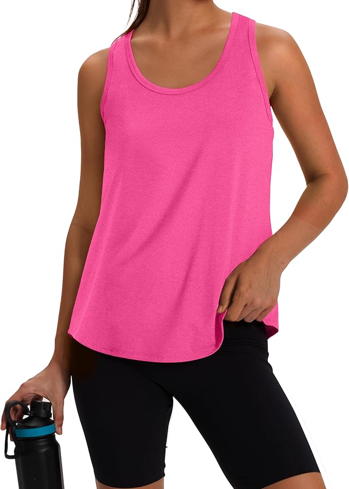 WIHOLL Women's Workout Tank Tops Sleeveless Athletic Racerback for Gym Yoga Running - Summer Fitness Tops Scoop Neck (S-XXL)
