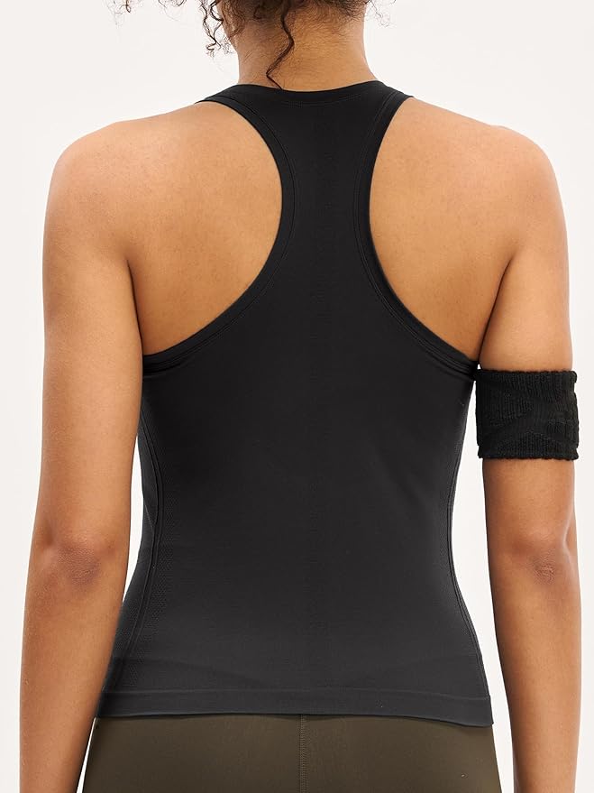 MCEDAR Women Seamless High Neck Workout Tank Tops Racerback Breathable Athletic Tops Slim Fit Running Tops