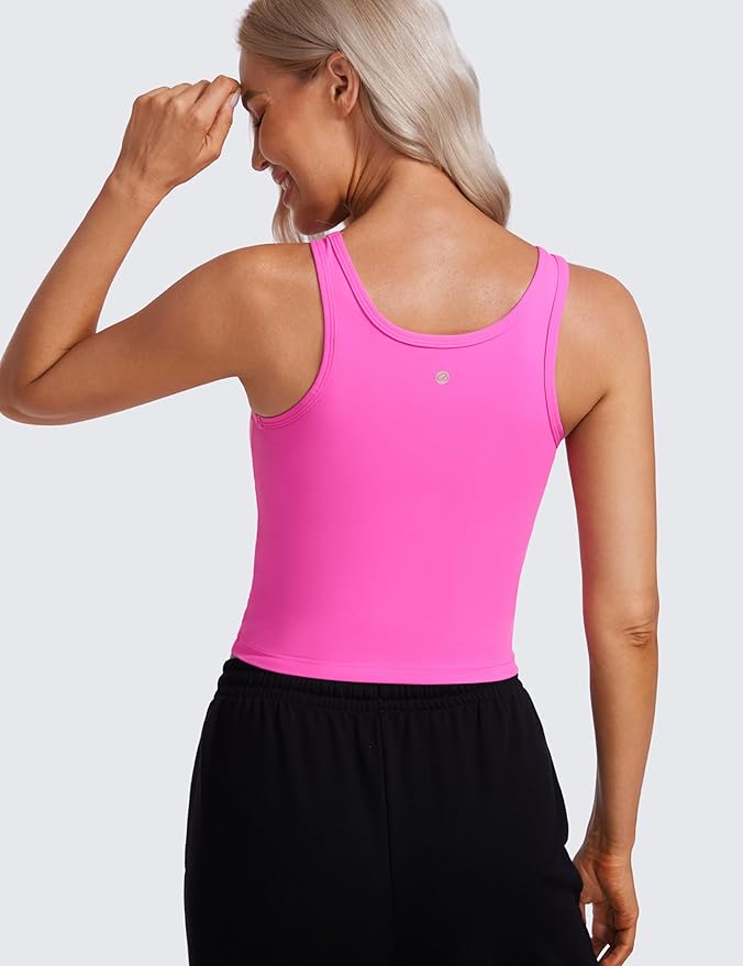 CRZ YOGA Butterluxe Double Lined Tank Tops for Women - Workout Casual Scoop Neck Racerback Crop Sleeveless Shirt