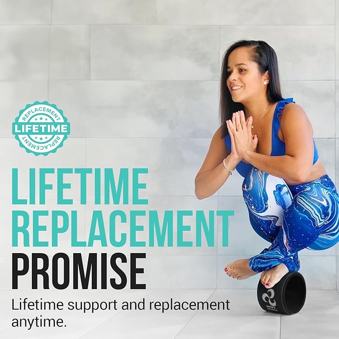 Extra Wide Yoga Wheel, Mini Yoga Wheel - Beginner Friendly Yoga Kit. More Comfortable, Stable and Safer Back Roller. Improve posture, better mobility. Ideal Home Exercise. Relieve Back Pain.