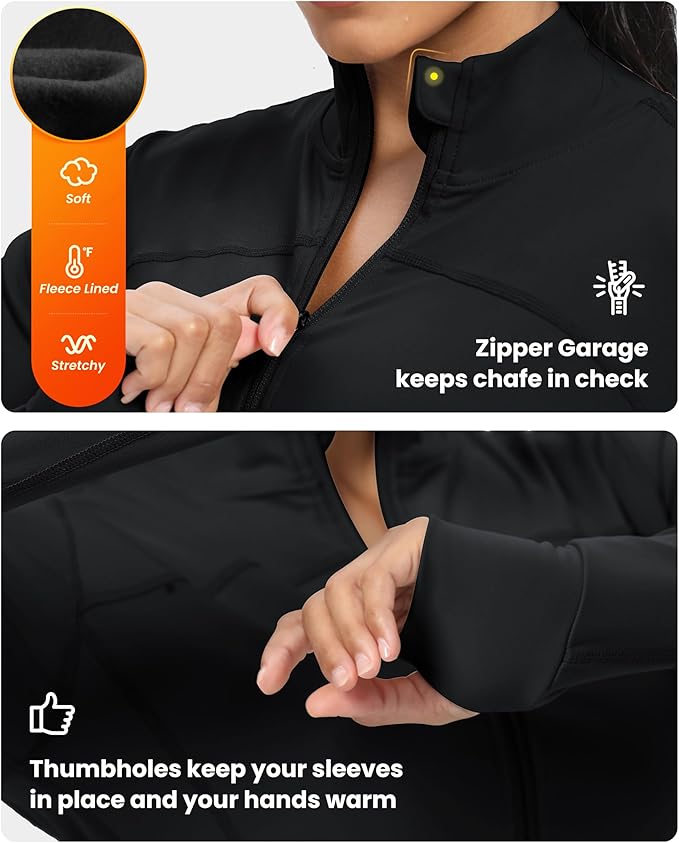 GYM RAINBOW Womens Zip Up Workout Jakcets Lightweight Slim Fit Running Athletic Jackets with Thumb Holes