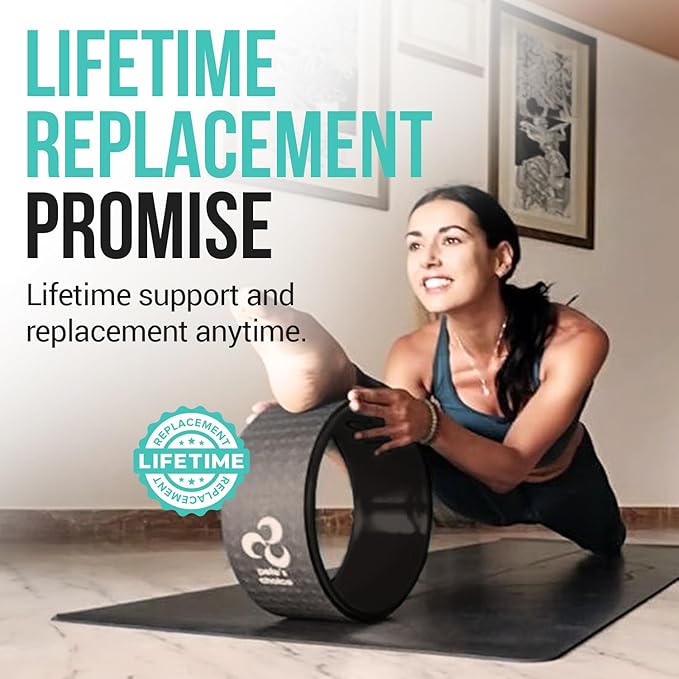 Extra Wide Yoga Wheel, Mini Yoga Wheel - Beginner Friendly Yoga Kit. More Comfortable, Stable and Safer Back Roller. Improve posture, better mobility. Ideal Home Exercise. Relieve Back Pain.