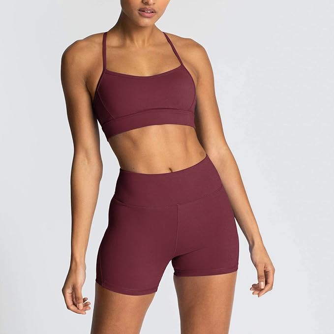 IMEKIS Women's Workout Sets 2 Piece Yoga Outfit High Waisted Biker Shorts Leggings Sports Bra Gym Fitness Clothes Tracksuit