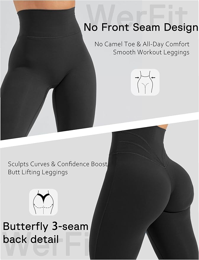 Unthewe Naked-Feel No Front Seam Leggings for Women - High Waisted Buttery Soft Workout Yoga Pants 25"
