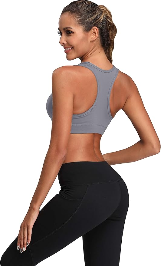 Oalka Women's Racerback Sports Fitness Support Workout Running Bras