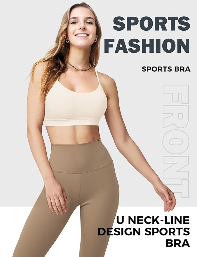 Buauty Sports Bra for Women, Y Back Light Support Workout Bra with Removable Pads for Yoga Pilates Gym
