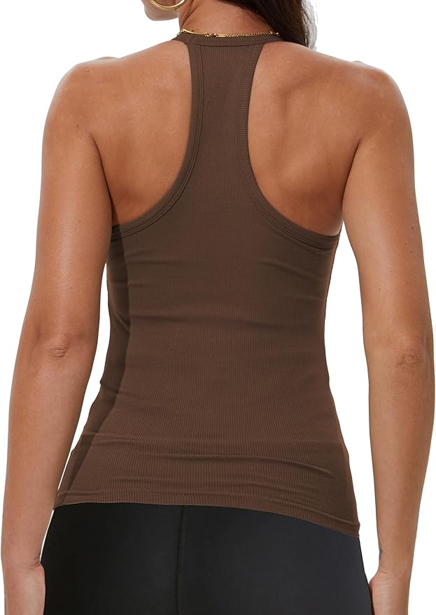 iGENJUN Workout Tops for Women Racerback Basic Tank Summer 2026 Camisole V Neck Slim Fit Ribbed Sleeveless