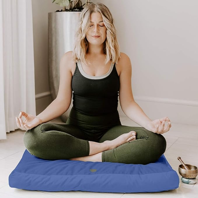 Florensi Meditation Cushion - Comfortable Floor Pillow - Traditional Tibetan Meditation Pillow with Beautiful Velvet Cover - Large Floor Cushion Seating for Adults - Premium Yoga Buckwheat Bolster