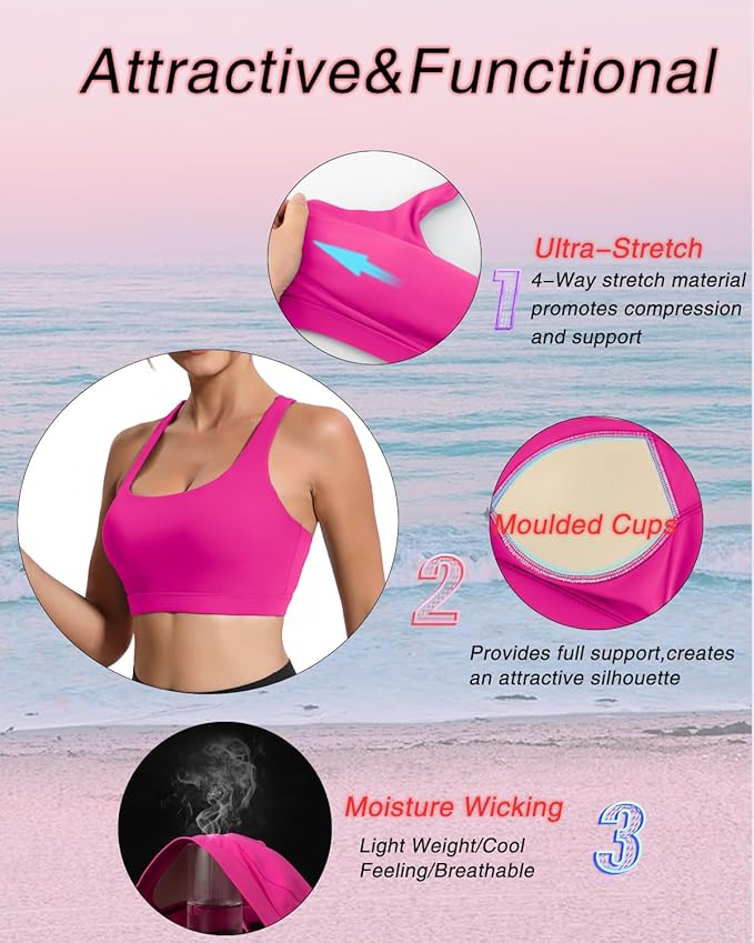 RUNNING GIRL Sports Bras for Women, Molded Cup High Impact Sports Bra Workout Bras for Women High Support Racerback