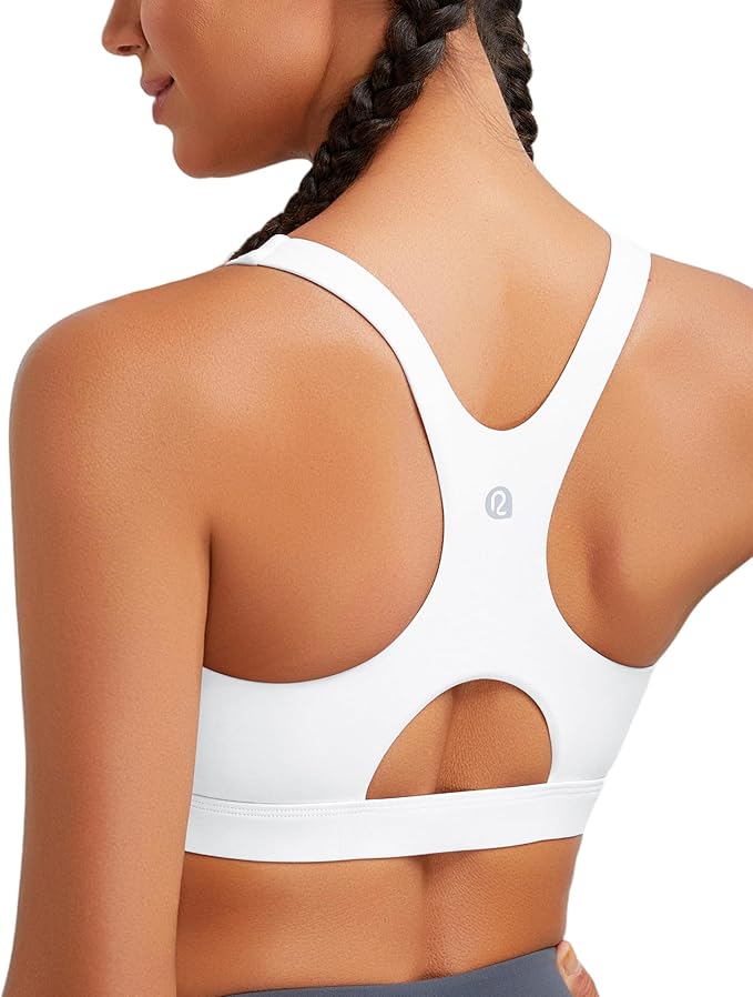 RUNNING GIRL Sports Bras for Women High Support,Racerback High Impact Grey Sports Bra Moulded Cup Workout Bra Push up