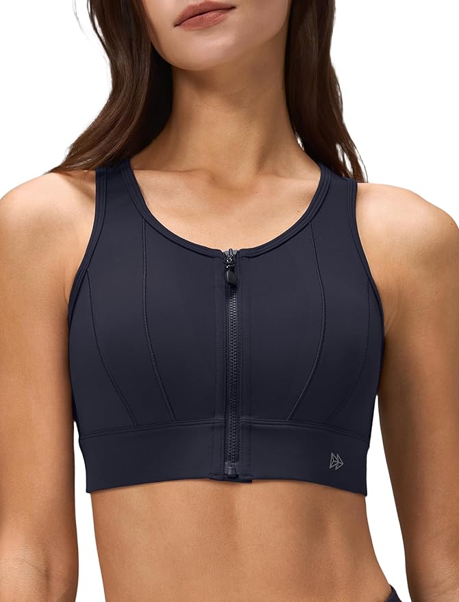 Yvette Front Closure Sports Bras for Women High Support Large Bust Supportive Sports Bra High Impact for Running